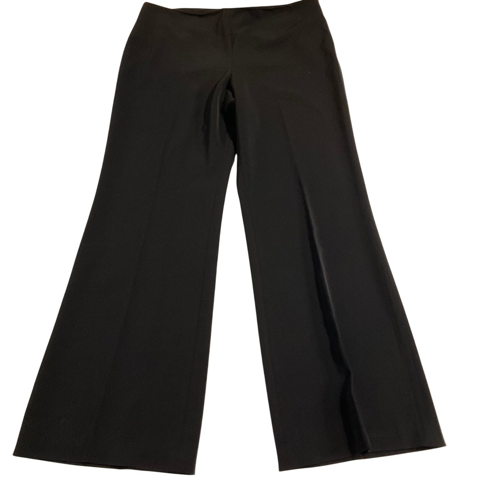 WHITE HOUSE BLACK MARKET women's black flare wide leg pants Legacy 12 side zip